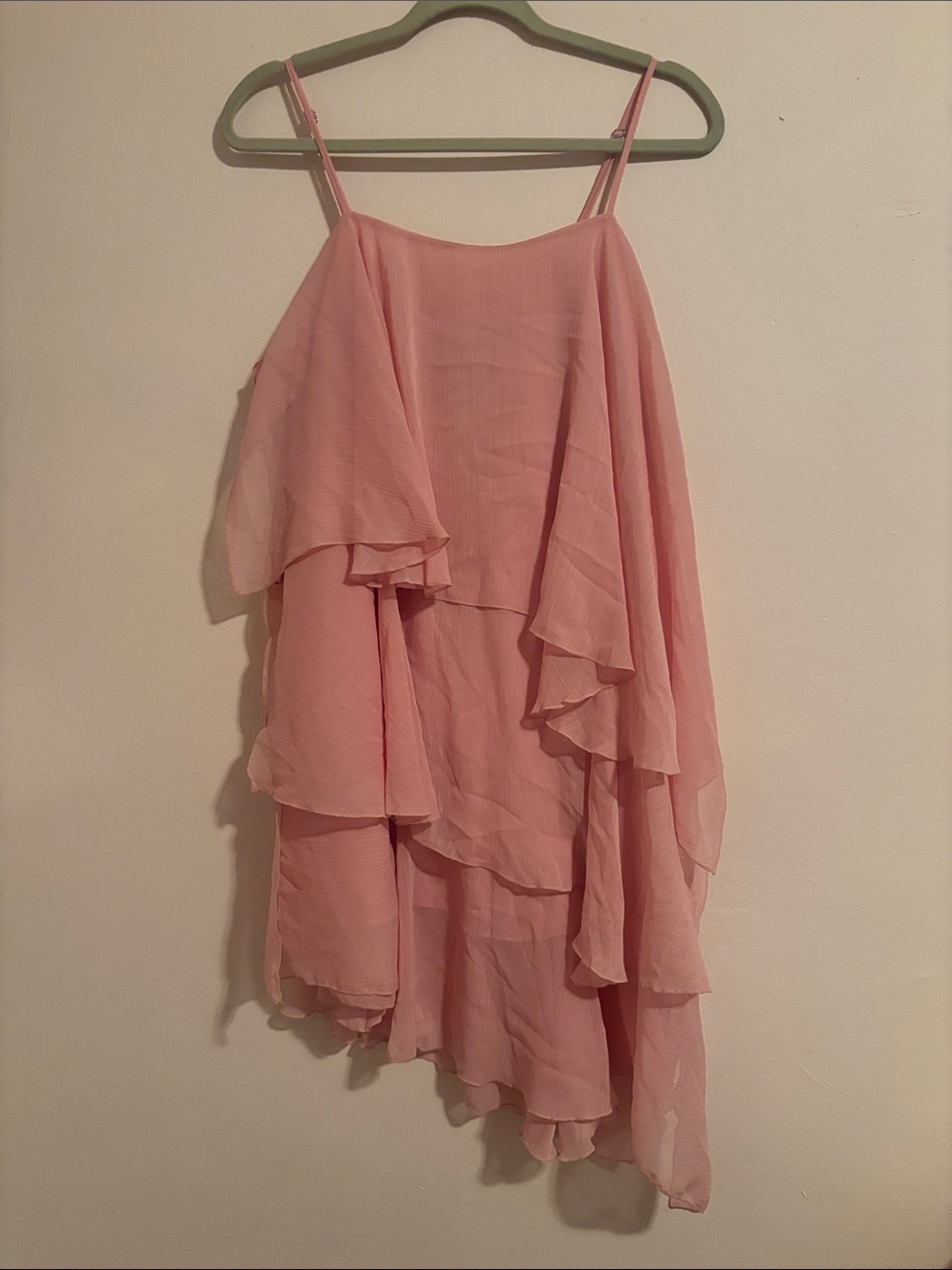 Anthropologie Pink Layered Spaghetti-Strap Dress